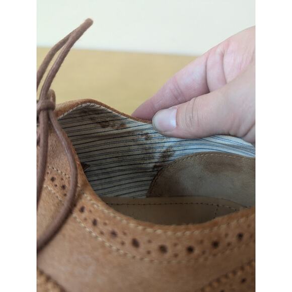 J.Shoes Mens size 10.5 Light Brown Leather Wingtip Oxford Dress Shoes - Picture 12 of 12